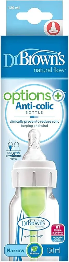 [2-Pack] Dr Brown's 4 oz/120 mL PP Narrow Anti-Colic Options  Baby Bottle 1pc