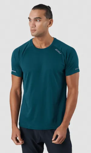 2XU Aero Tee, Laufshirt, Herren, Deep Jade/Silver Reflective
