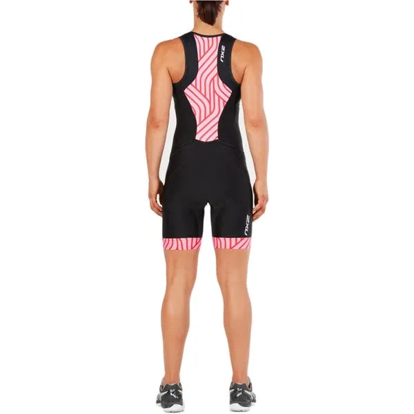 2XU Perform Front Zip Trisuit, Damen, schwarz/rosa
