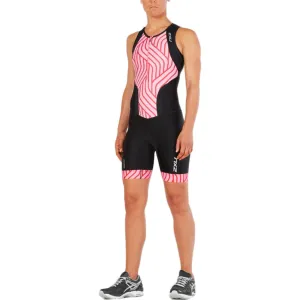 2XU Perform Front Zip Trisuit, Damen, schwarz/rosa