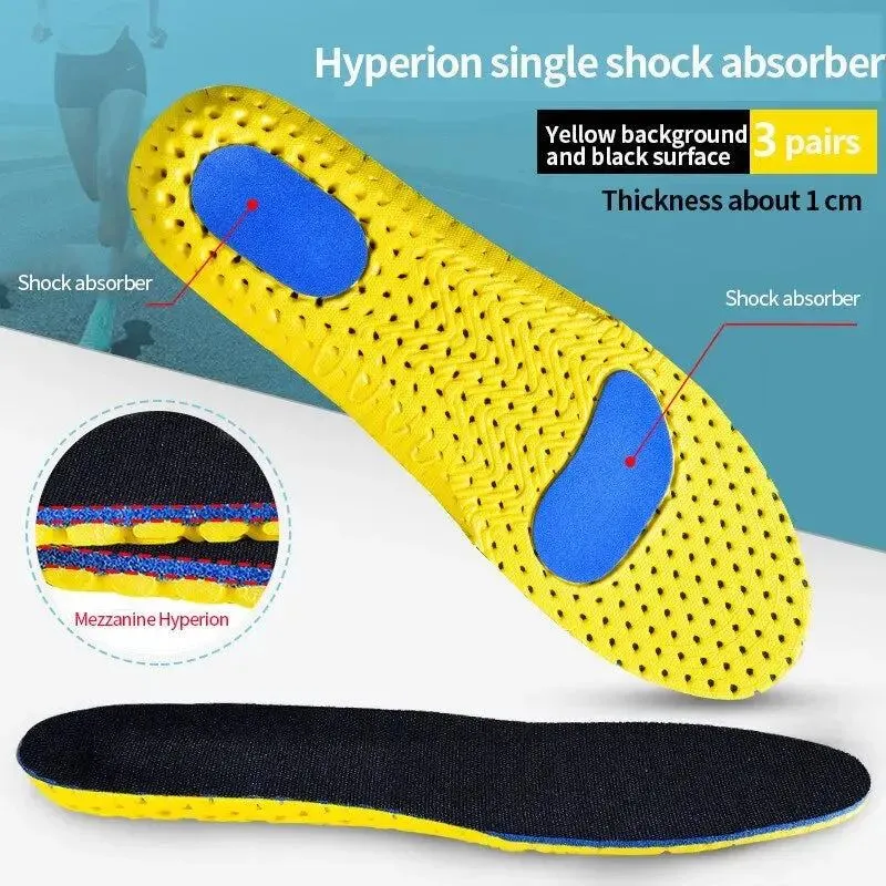 3Pairs Memory Foam Orthopedic Insoles for Feet Shoe Sole Pad Mesh Deodorant Breathable Sneakers Running Cushion for Men Women