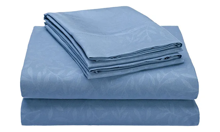 4-Piece Set : Super-Soft 1600 Series Leaf Embossed Bed Sheet