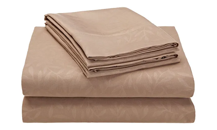 4-Piece Set : Super-Soft 1600 Series Leaf Embossed Bed Sheet