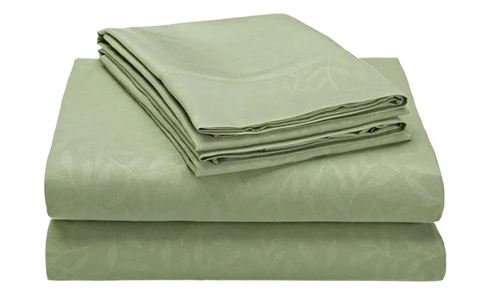4-Piece Set : Super-Soft 1600 Series Leaf Embossed Bed Sheet