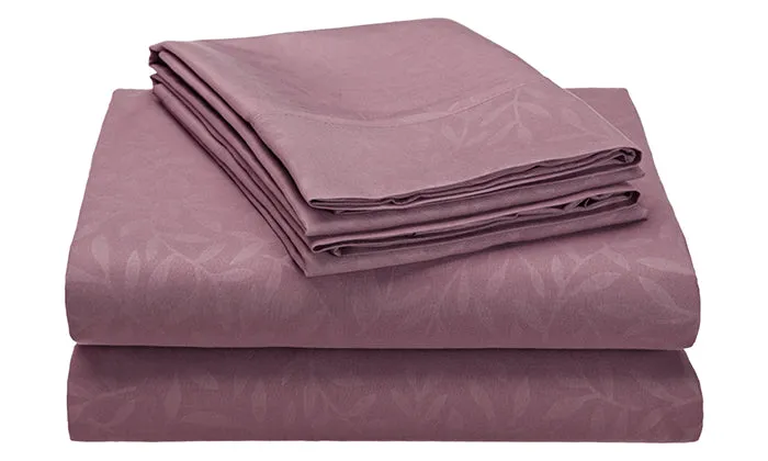 4-Piece Set : Super-Soft 1600 Series Leaf Embossed Bed Sheet