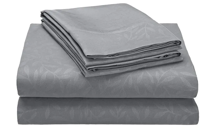 4-Piece Set : Super-Soft 1600 Series Leaf Embossed Bed Sheet