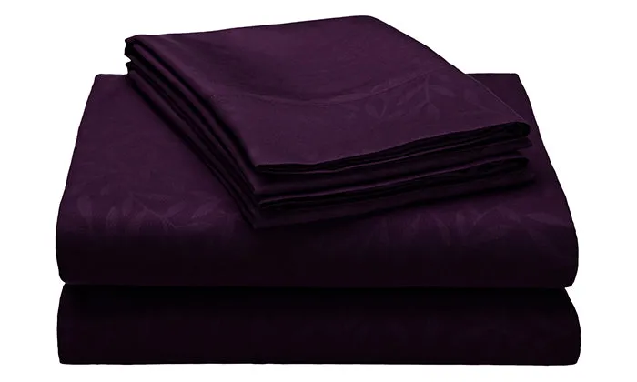 4-Piece Set : Super-Soft 1600 Series Leaf Embossed Bed Sheet