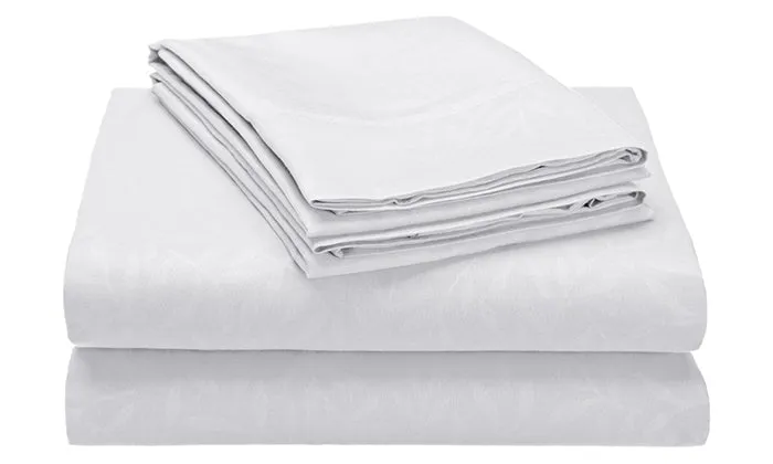 4-Piece Set : Super-Soft 1600 Series Leaf Embossed Bed Sheet