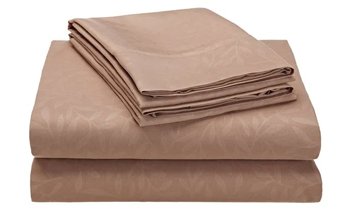 4-Piece Set : Super-Soft 1600 Series Leaf Embossed Bed Sheet