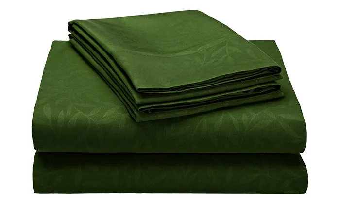 4-Piece Set : Super-Soft 1600 Series Leaf Embossed Bed Sheet