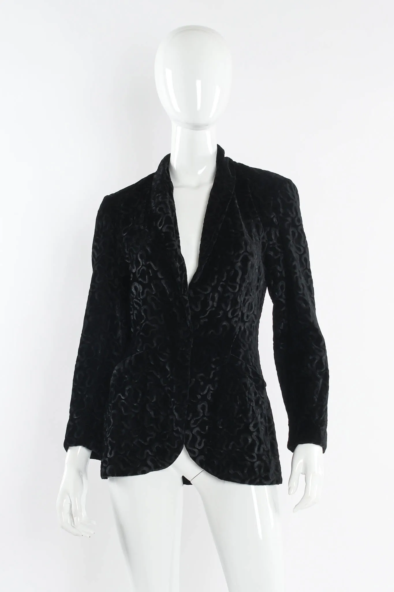 Abstract Swirl Burnout Velvet Blazer