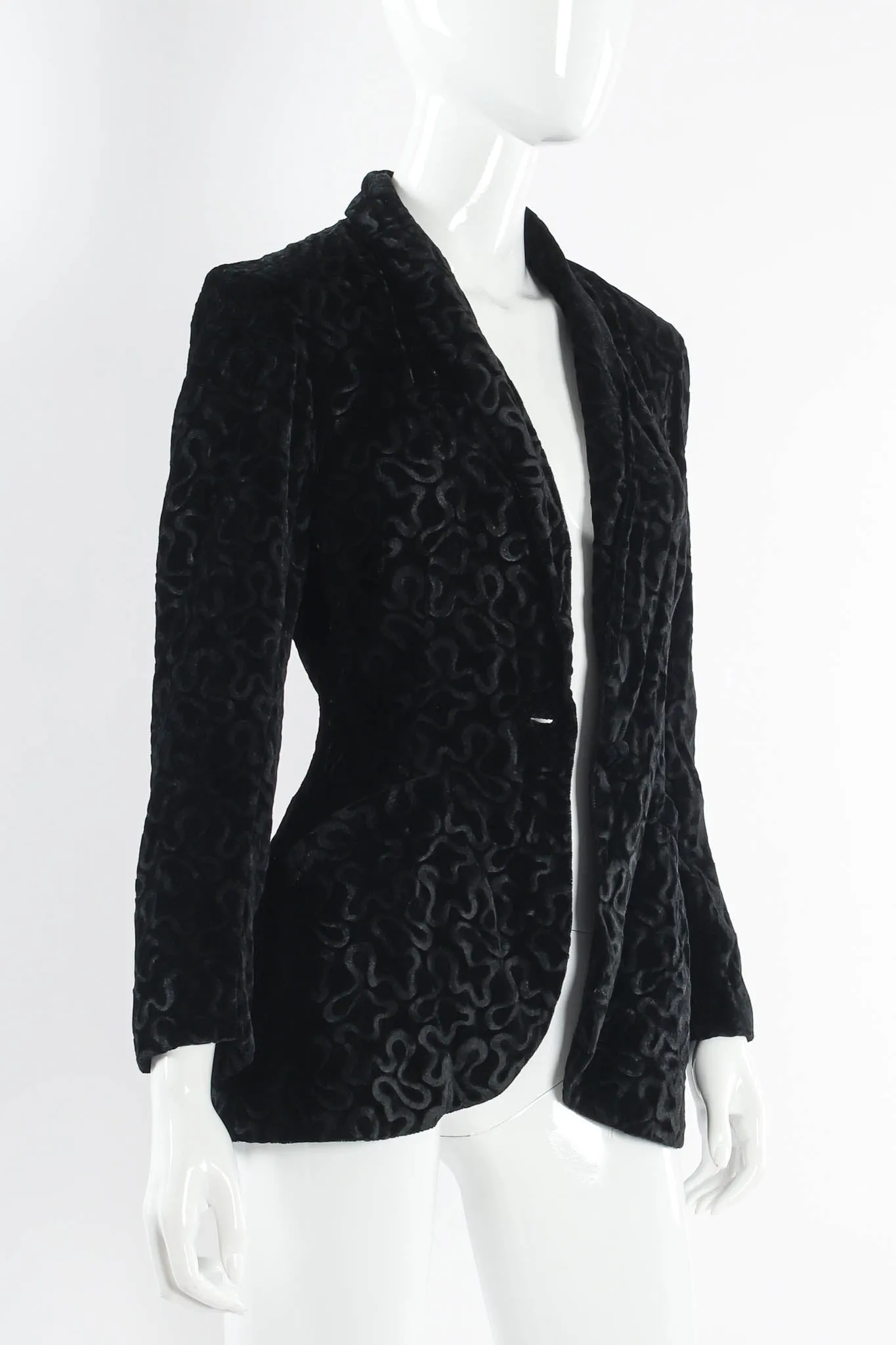 Abstract Swirl Burnout Velvet Blazer