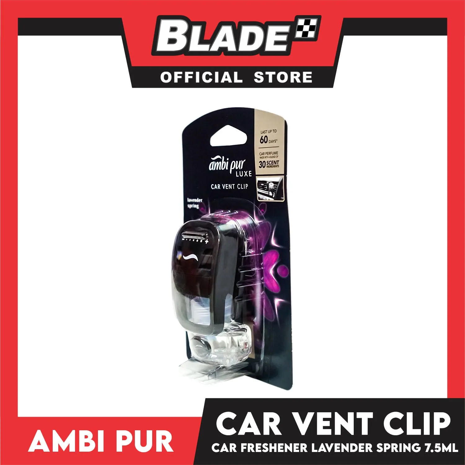Ambi Pur Luxe Car Vent Clip Kit 7.5ml Lavender Spring