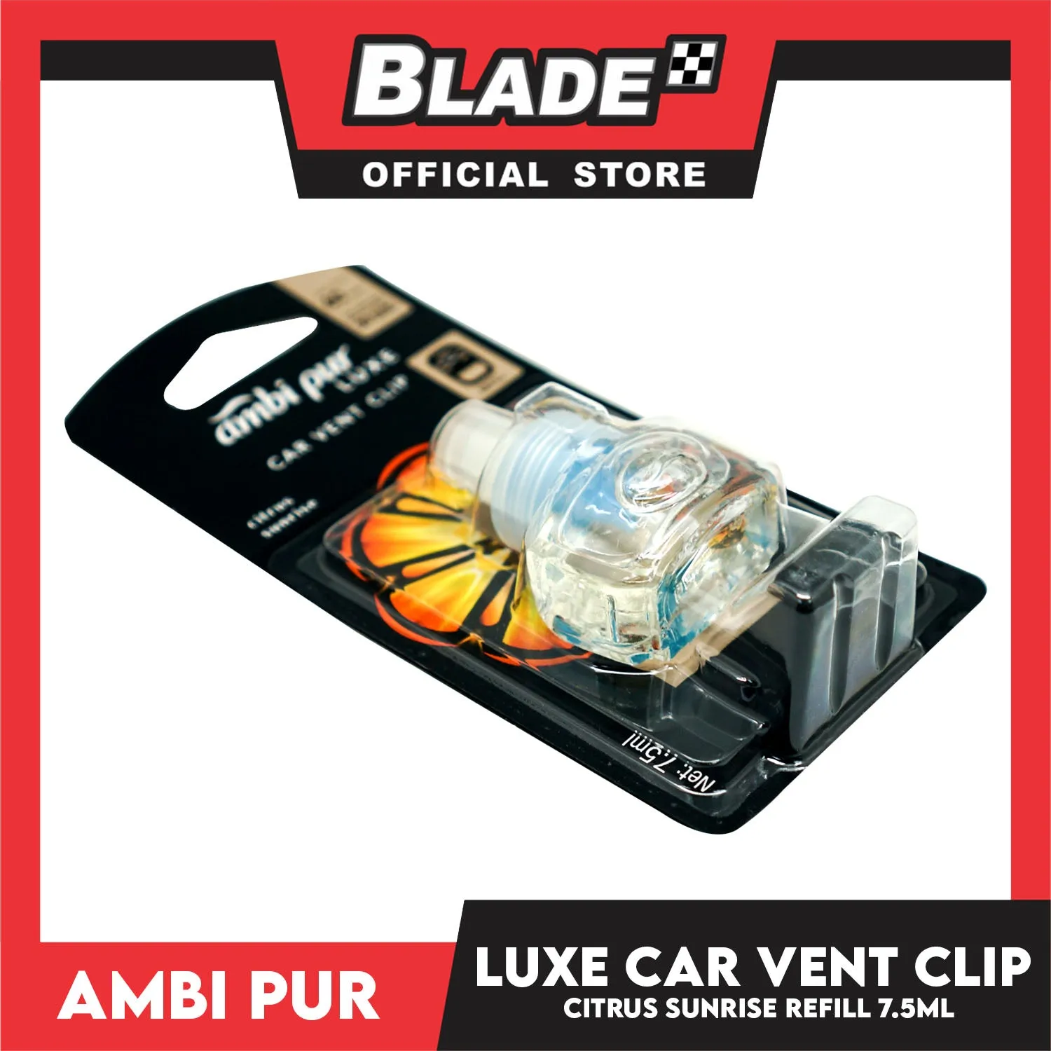 Ambi Pur Luxe Car Vent Clip Refill 7.5ml Citrus Sunrise