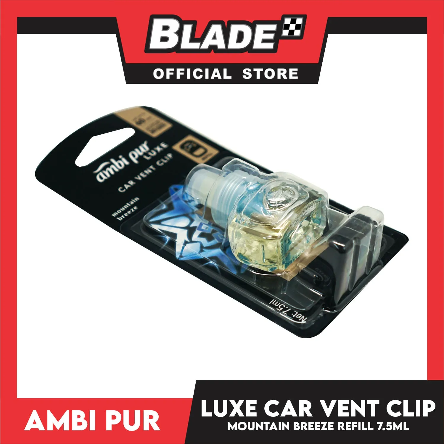 Ambi Pur Luxe Car Vent Clip Refill 7.5ml Mountain Breeze