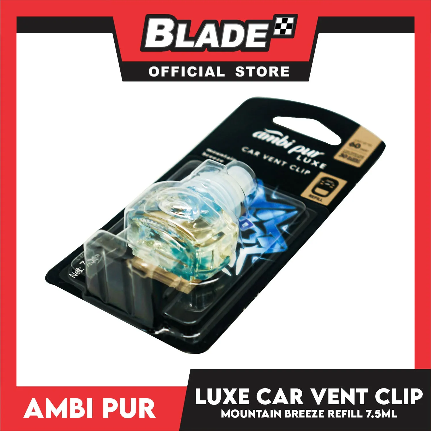 Ambi Pur Luxe Car Vent Clip Refill 7.5ml Mountain Breeze