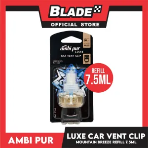 Ambi Pur Luxe Car Vent Clip Refill 7.5ml Mountain Breeze