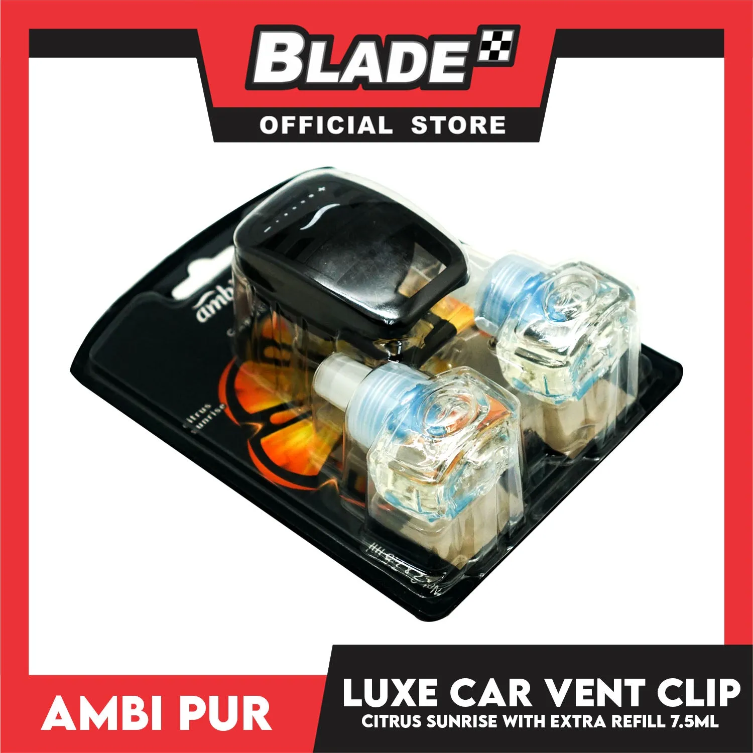Ambi Pur Luxe Car Vent Clip with Extra Refill 7.5ml x 2 Citrus Sunrise