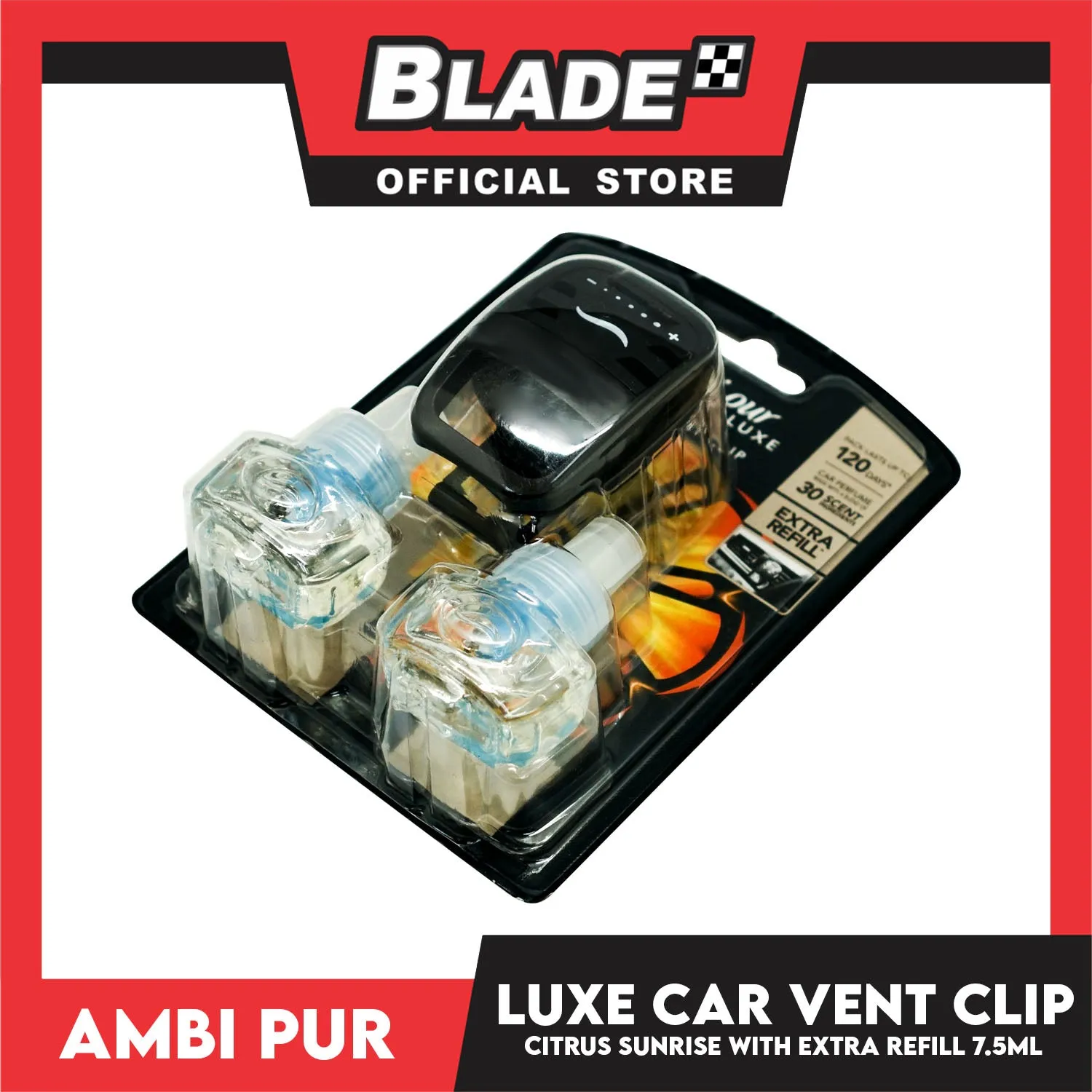 Ambi Pur Luxe Car Vent Clip with Extra Refill 7.5ml x 2 Citrus Sunrise