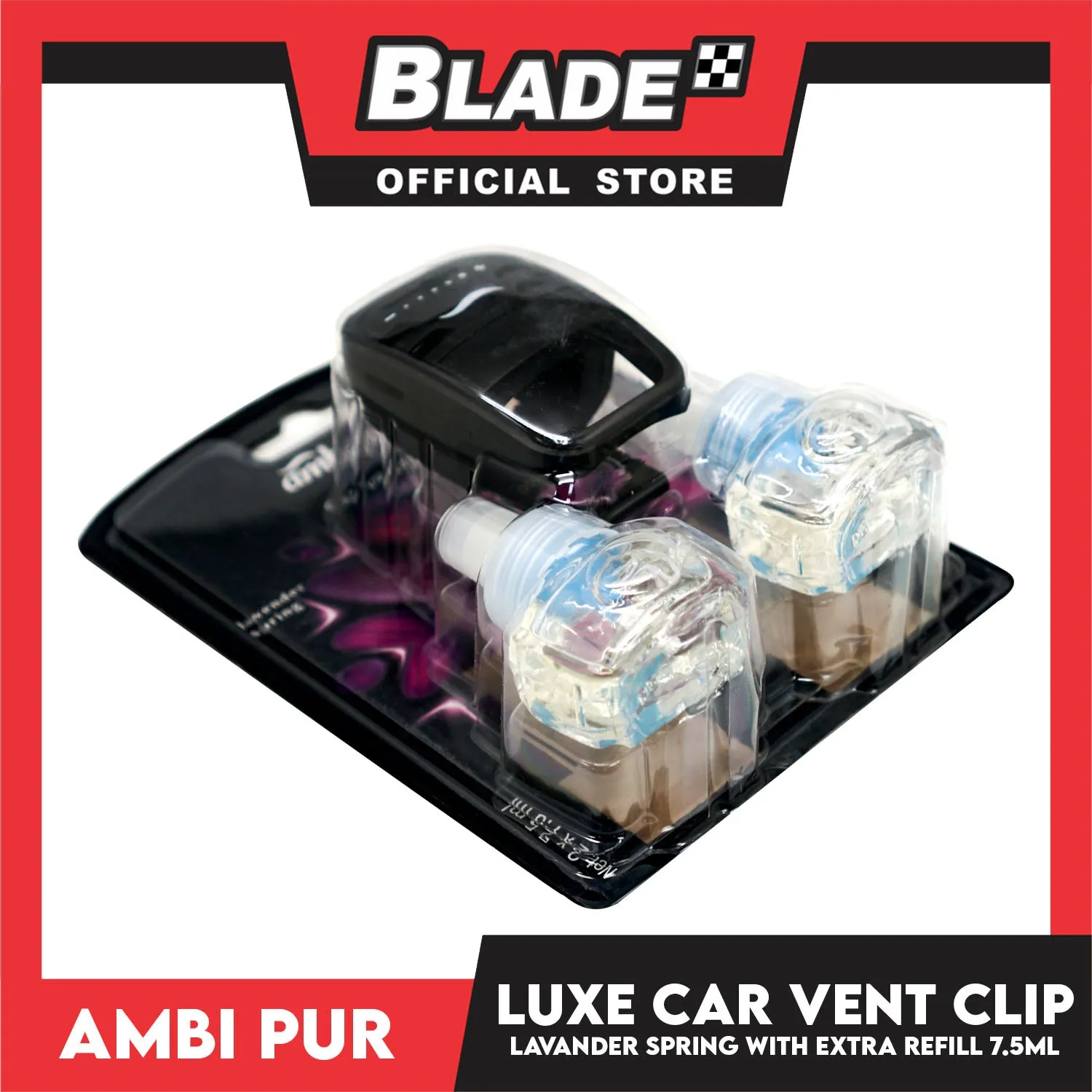 Ambi Pur Luxe Car Vent Clip with Extra Refill 7.5ml x 2 Lavander Spring