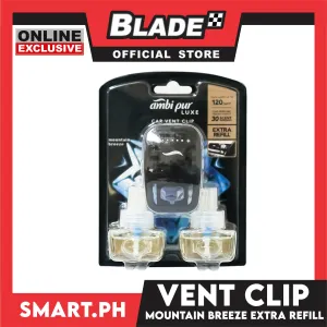 Ambi Pur Luxe Car Vent Clip with Extra Refill 7.5ml x 2 Mountain Breeze