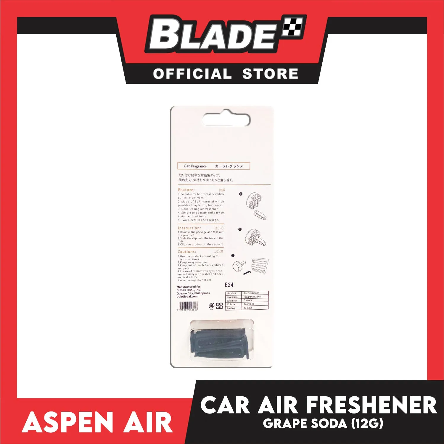 Aspen Air Car Air Freshener (Grape) Long Lasting Fragrance