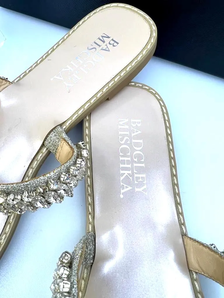 BADGLEY MISCHKA THINA FLAT SLIP-ON SLIDE SANDALS