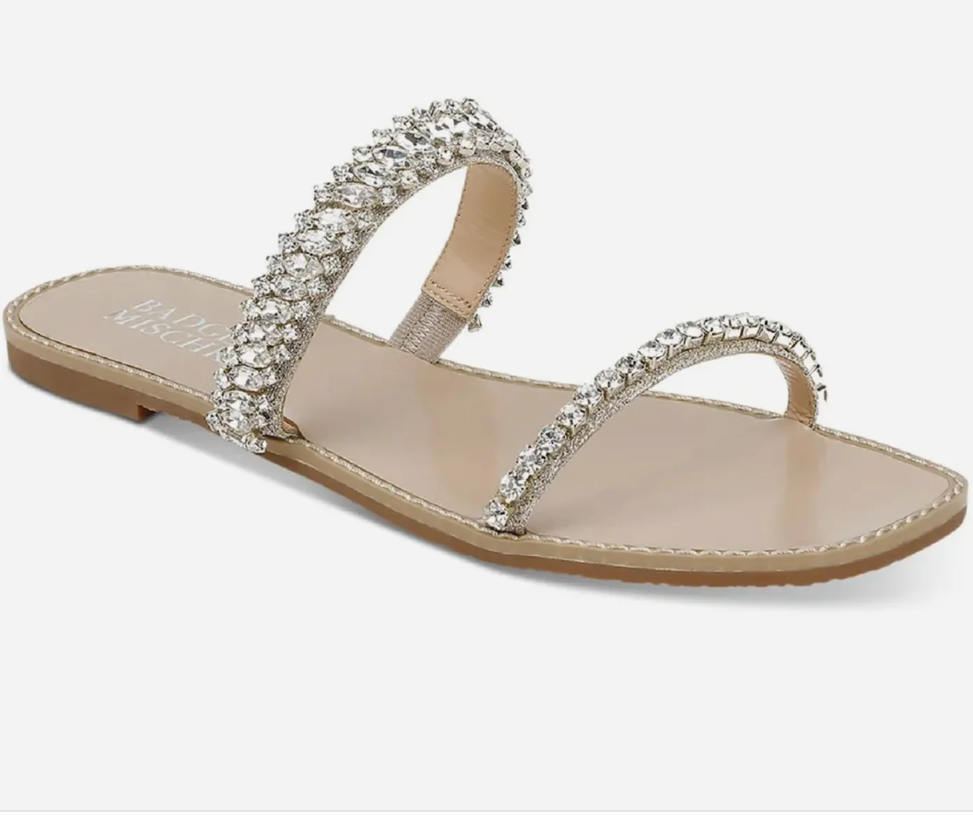 BADGLEY MISCHKA THINA FLAT SLIP-ON SLIDE SANDALS
