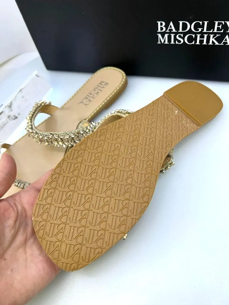 BADGLEY MISCHKA THINA FLAT SLIP-ON SLIDE SANDALS