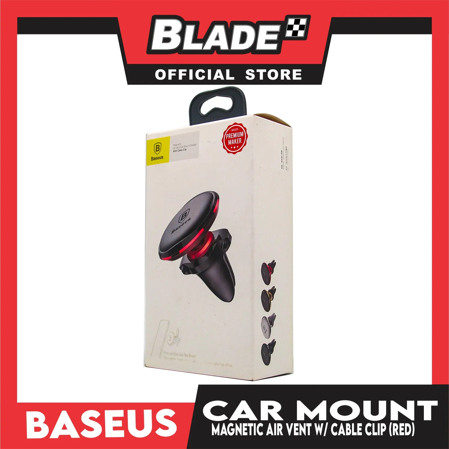Baseus Car Mount Holder Magnetic Air Vent with Cable Clip SUGX-A09 (Red)