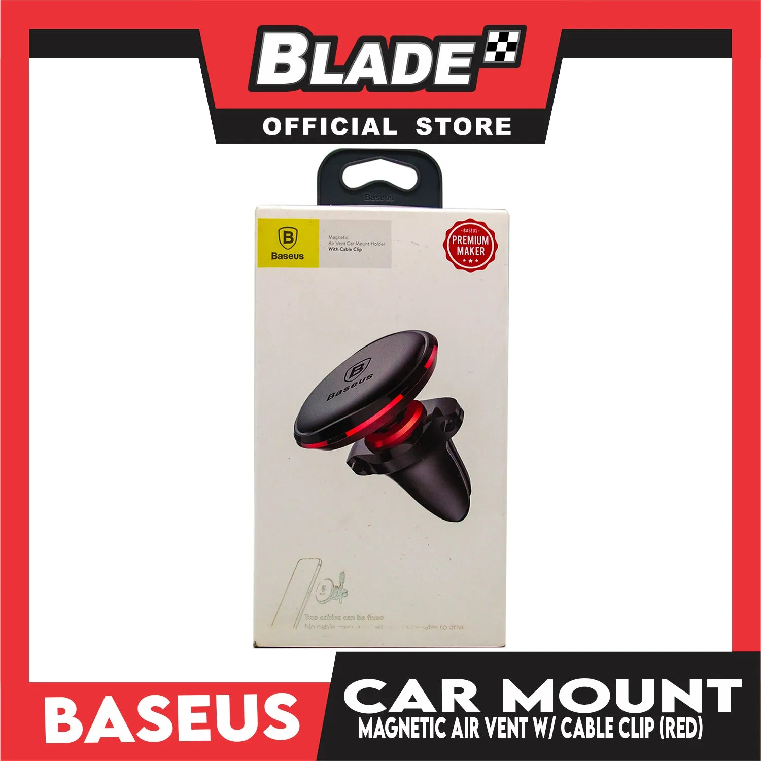 Baseus Car Mount Holder Magnetic Air Vent with Cable Clip SUGX-A09 (Red)