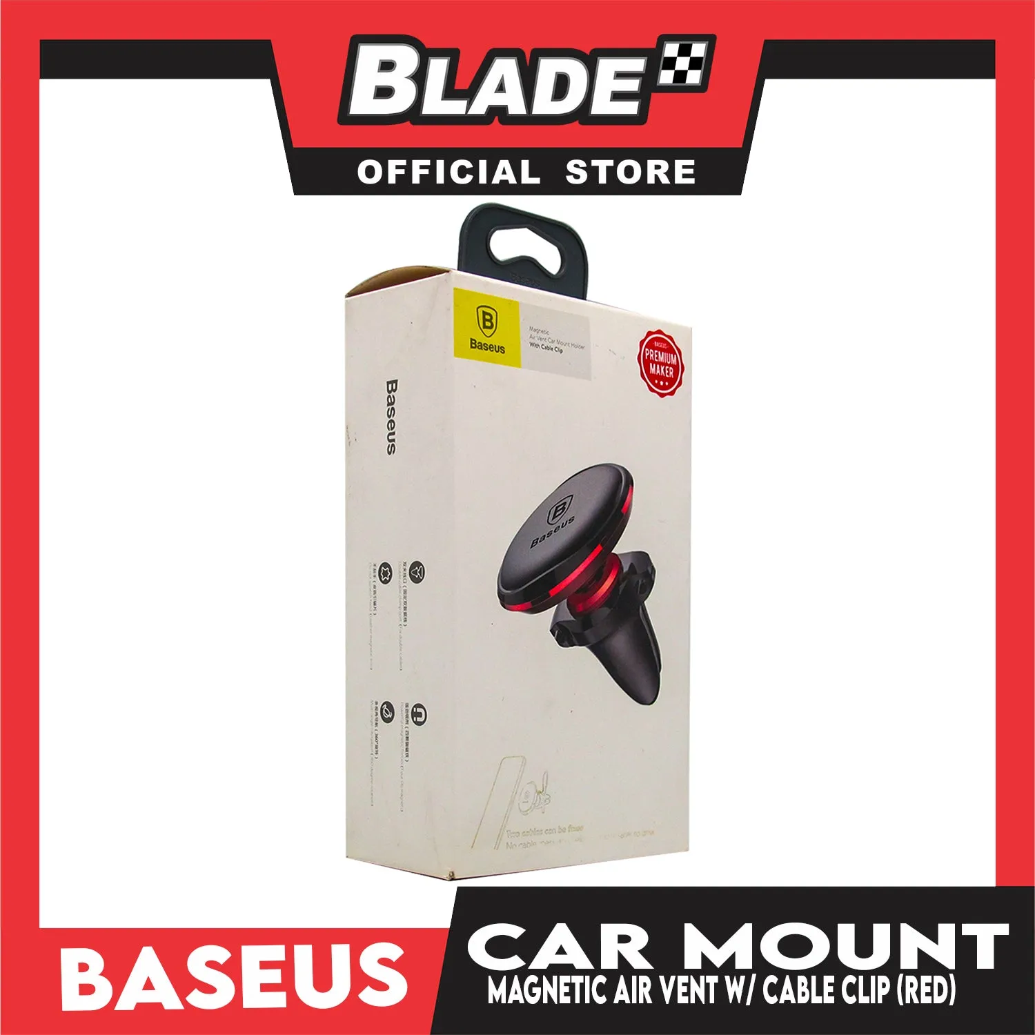Baseus Car Mount Holder Magnetic Air Vent with Cable Clip SUGX-A09 (Red)