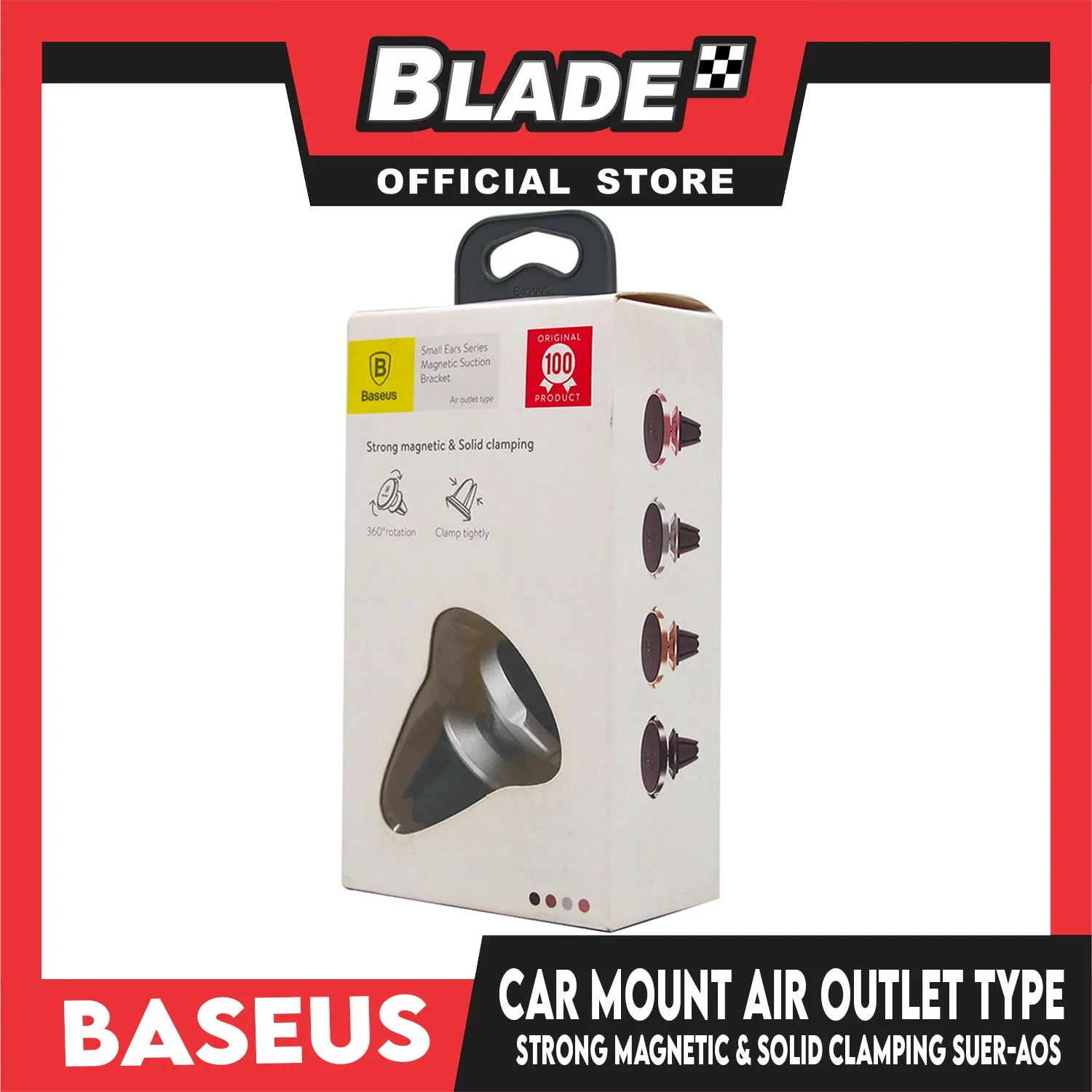 Baseus Car Mount Strong Magnetic & Solid Clamping SUER-AOS (Silver) 360 Deg. Rotation Air Outlet Type