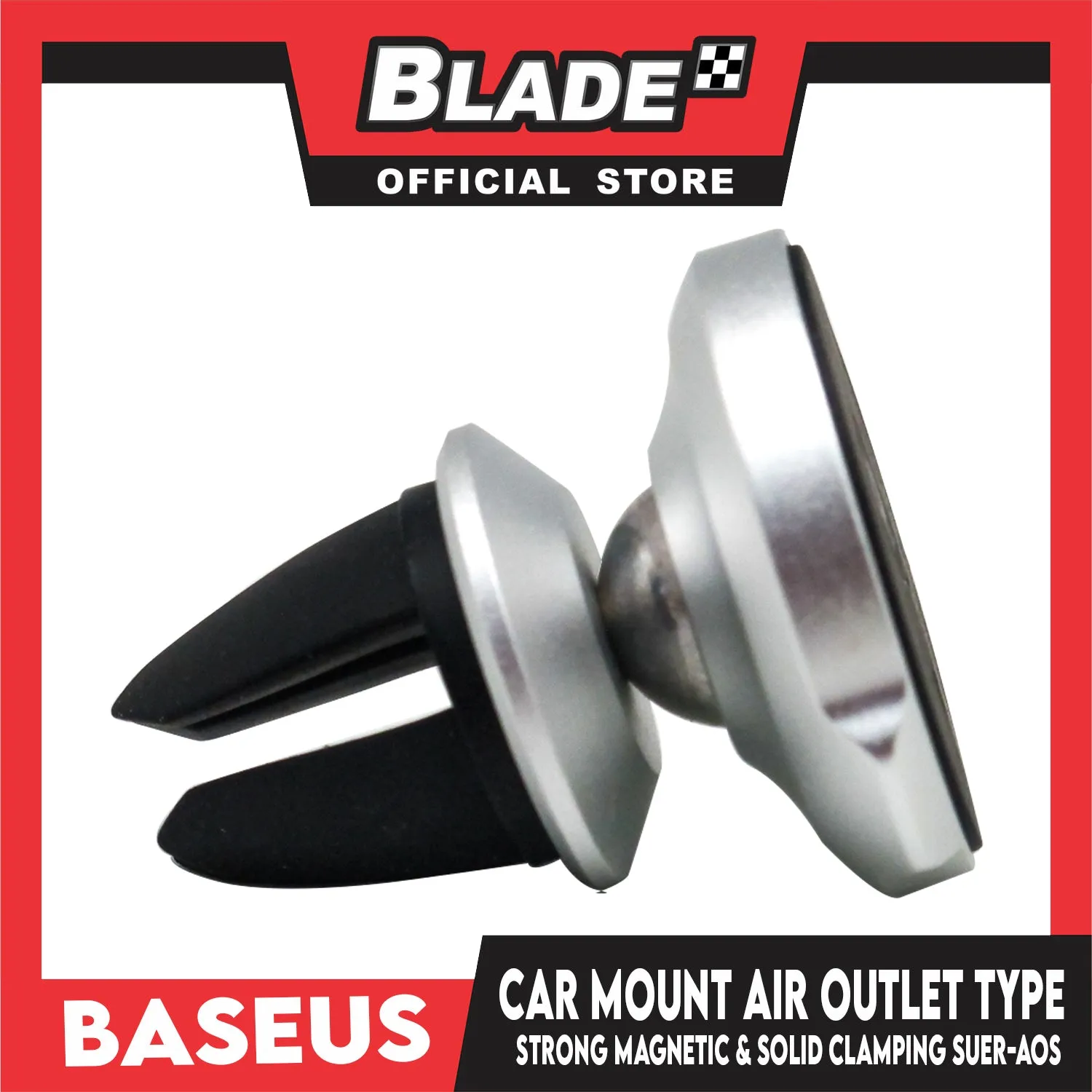 Baseus Car Mount Strong Magnetic & Solid Clamping SUER-AOS (Silver) 360 Deg. Rotation Air Outlet Type