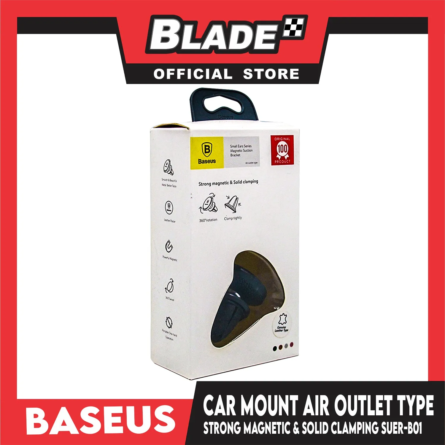 Baseus Car Mount Strong Magnetic & Solid Clamping SUER-B01 (Black) 360 Deg. Rotation Air Outlet Type