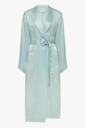 Basic silk robe in blue