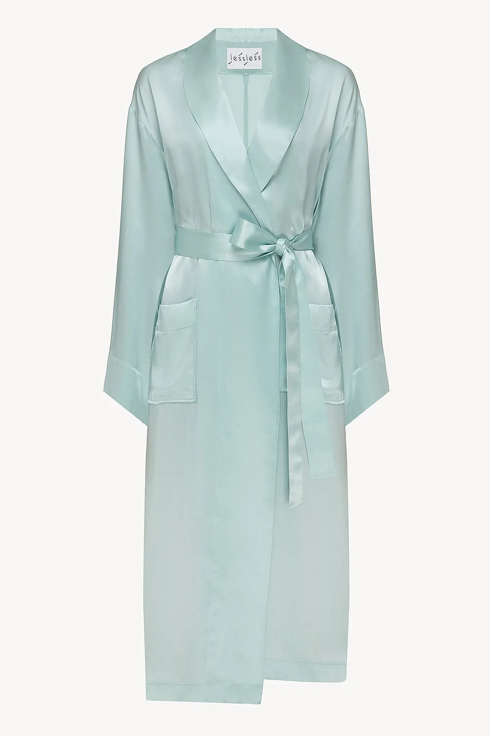 Basic silk robe in blue