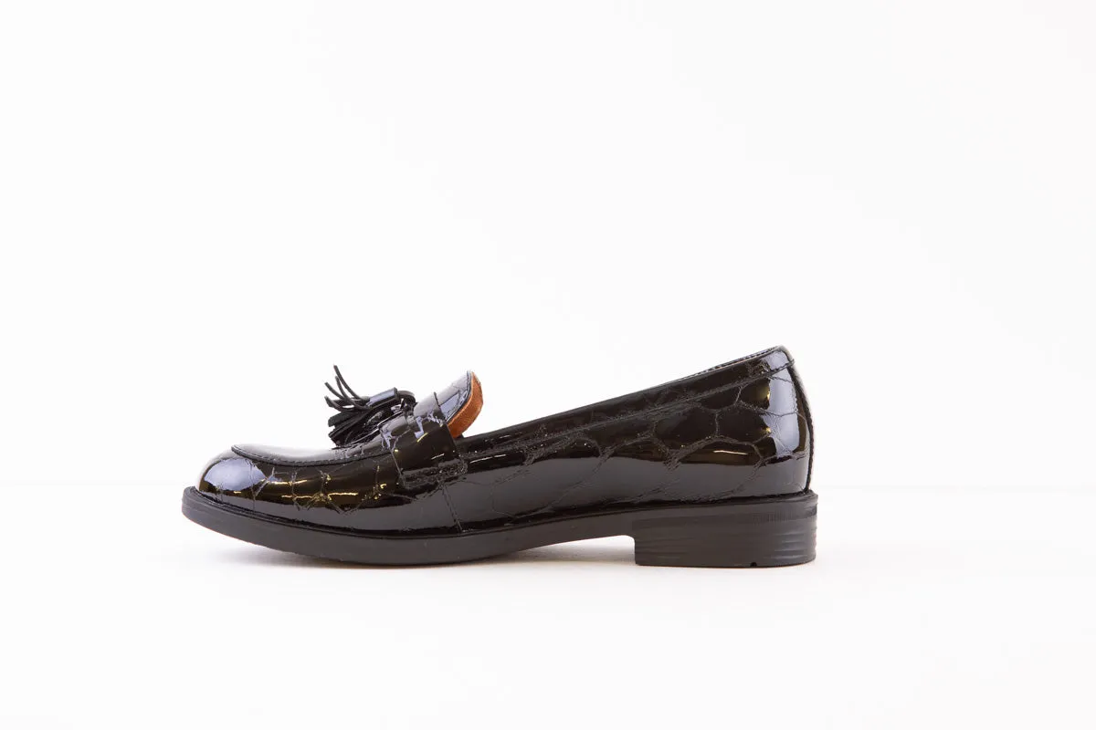 BIOECO 6146 FLAT LOAFER - BLACK PATENT