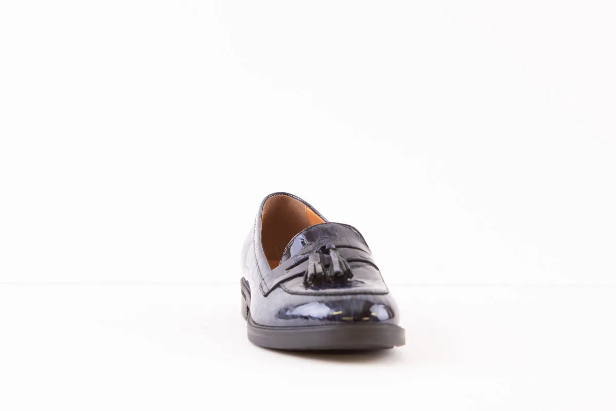BIOECO 6146  FLAT LOAFER - NAVY CROC PATENT