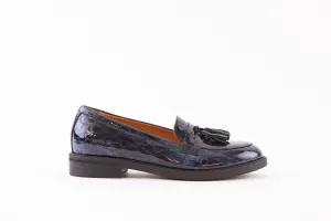 BIOECO 6146  FLAT LOAFER - NAVY CROC PATENT