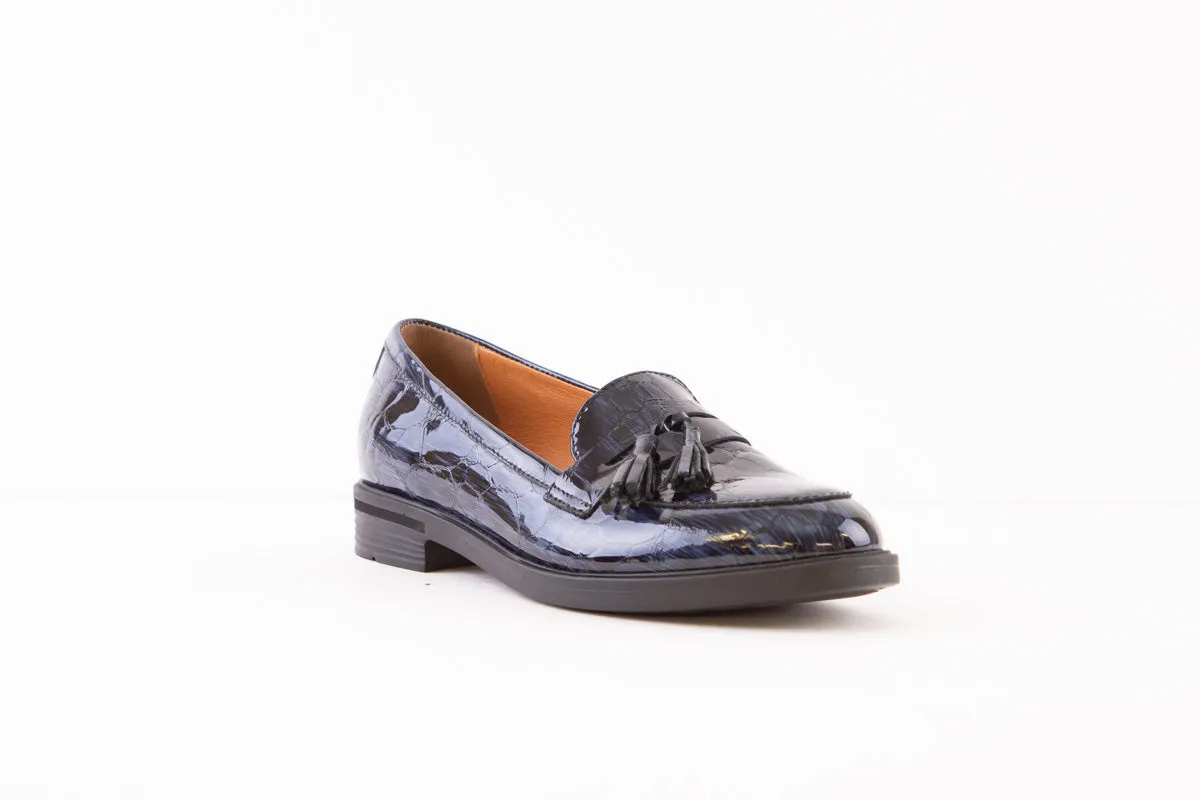 BIOECO 6146  FLAT LOAFER - NAVY CROC PATENT