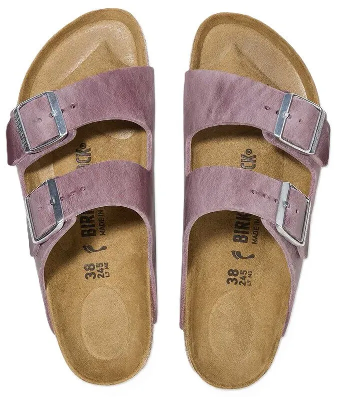 Birkenstock Arizona Sandals - Lavender Oiled Leather | Comfortable Cork Footbed