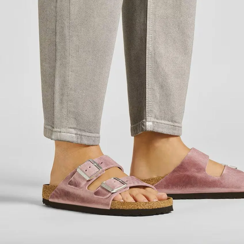 Birkenstock Arizona Sandals - Lavender Oiled Leather | Comfortable Cork Footbed
