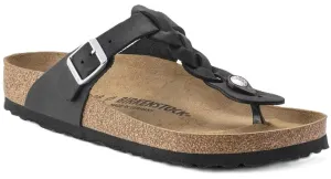 Birkenstock Gizeh Braided Sandals - Black Oiled Leather | Comfortable Cork Footbed