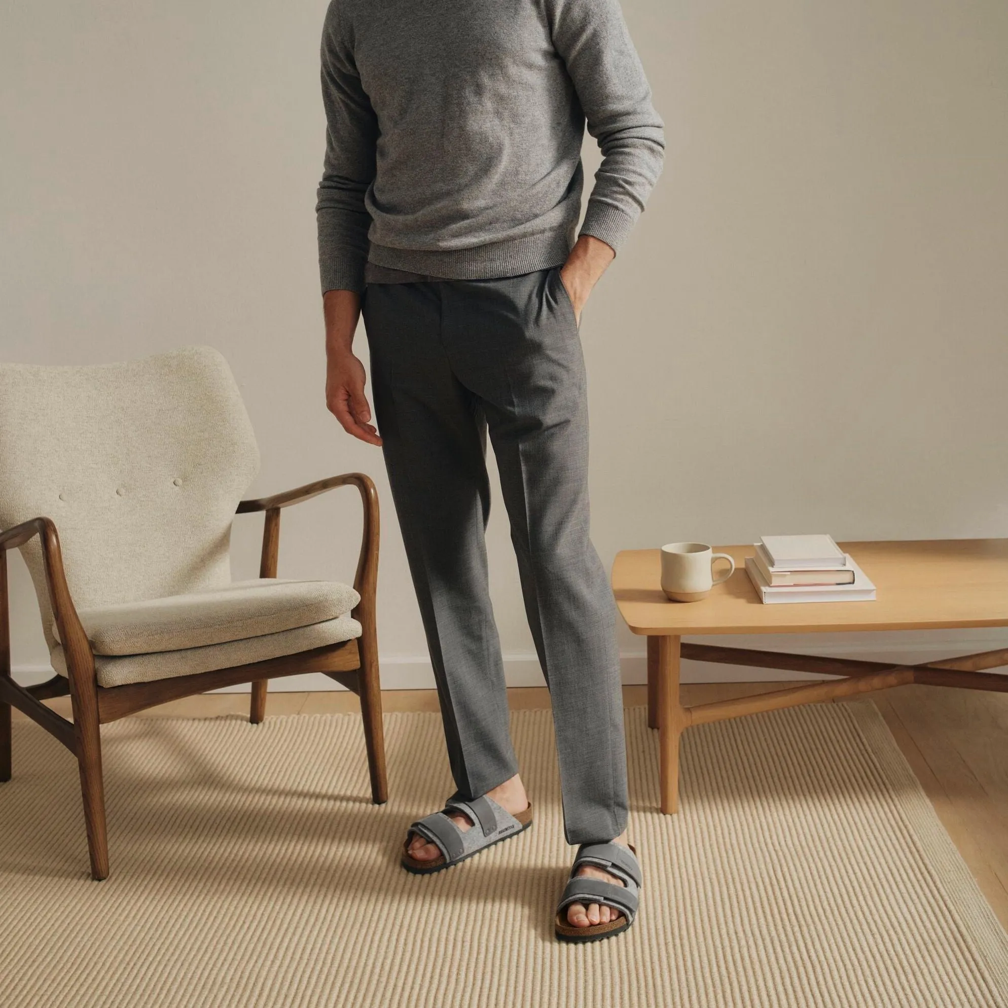 Birkenstock Uji light gray wool/iron oiled leather