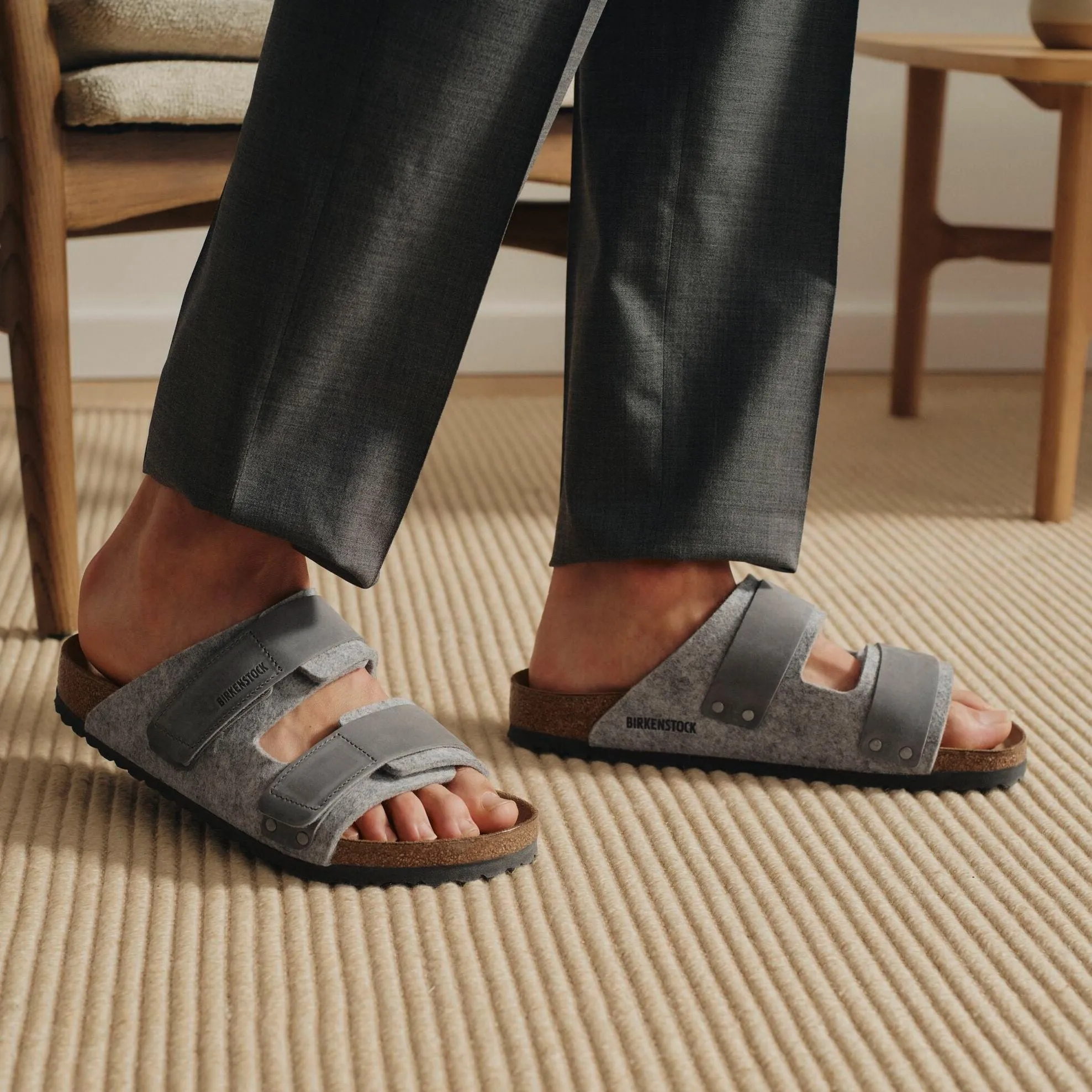 Birkenstock Uji light gray wool/iron oiled leather