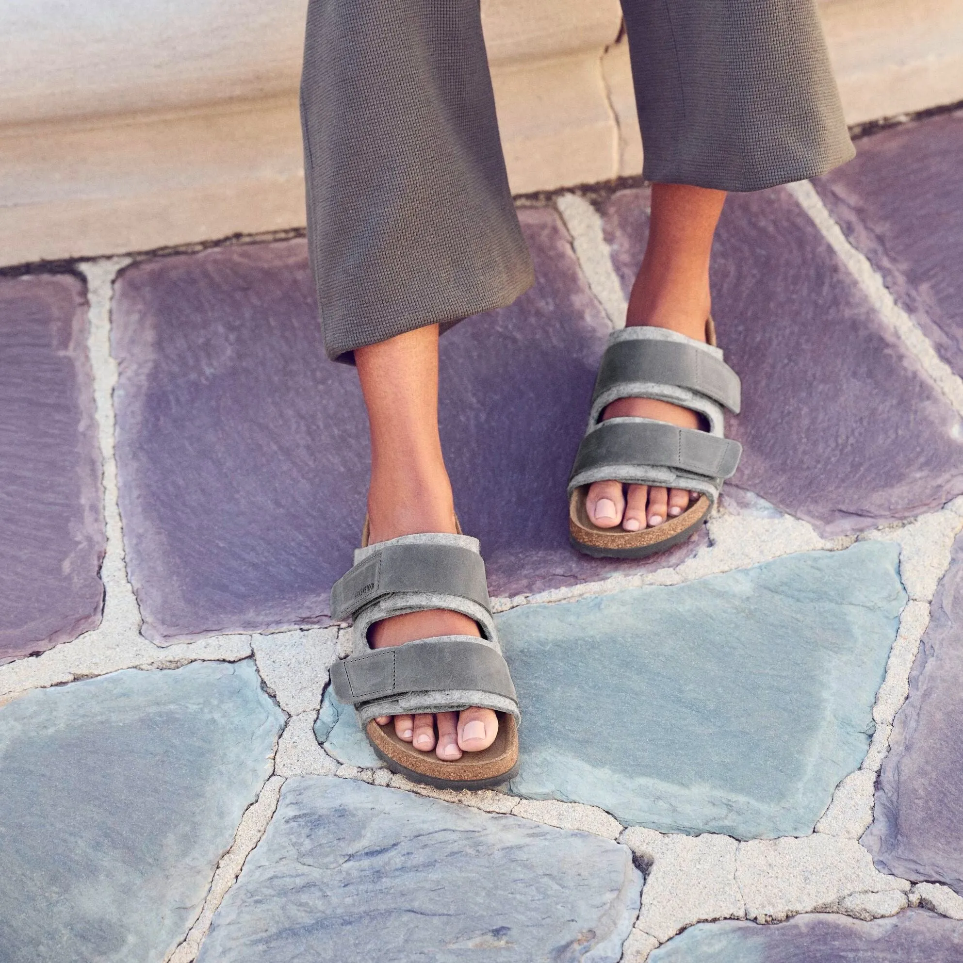 Birkenstock Uji light gray wool/iron oiled leather