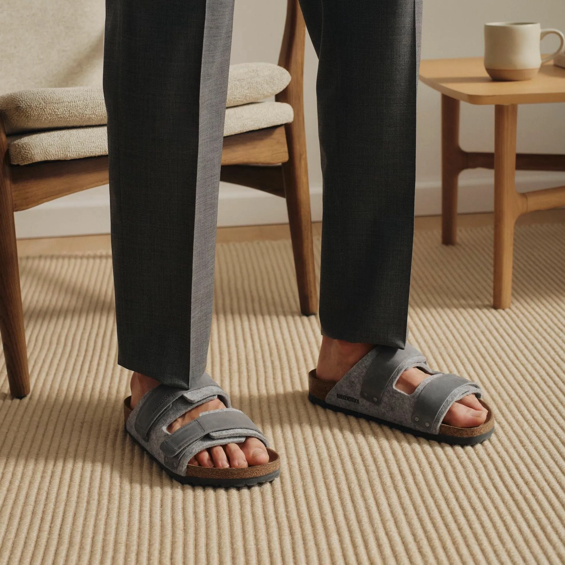 Birkenstock Uji light gray wool/iron oiled leather