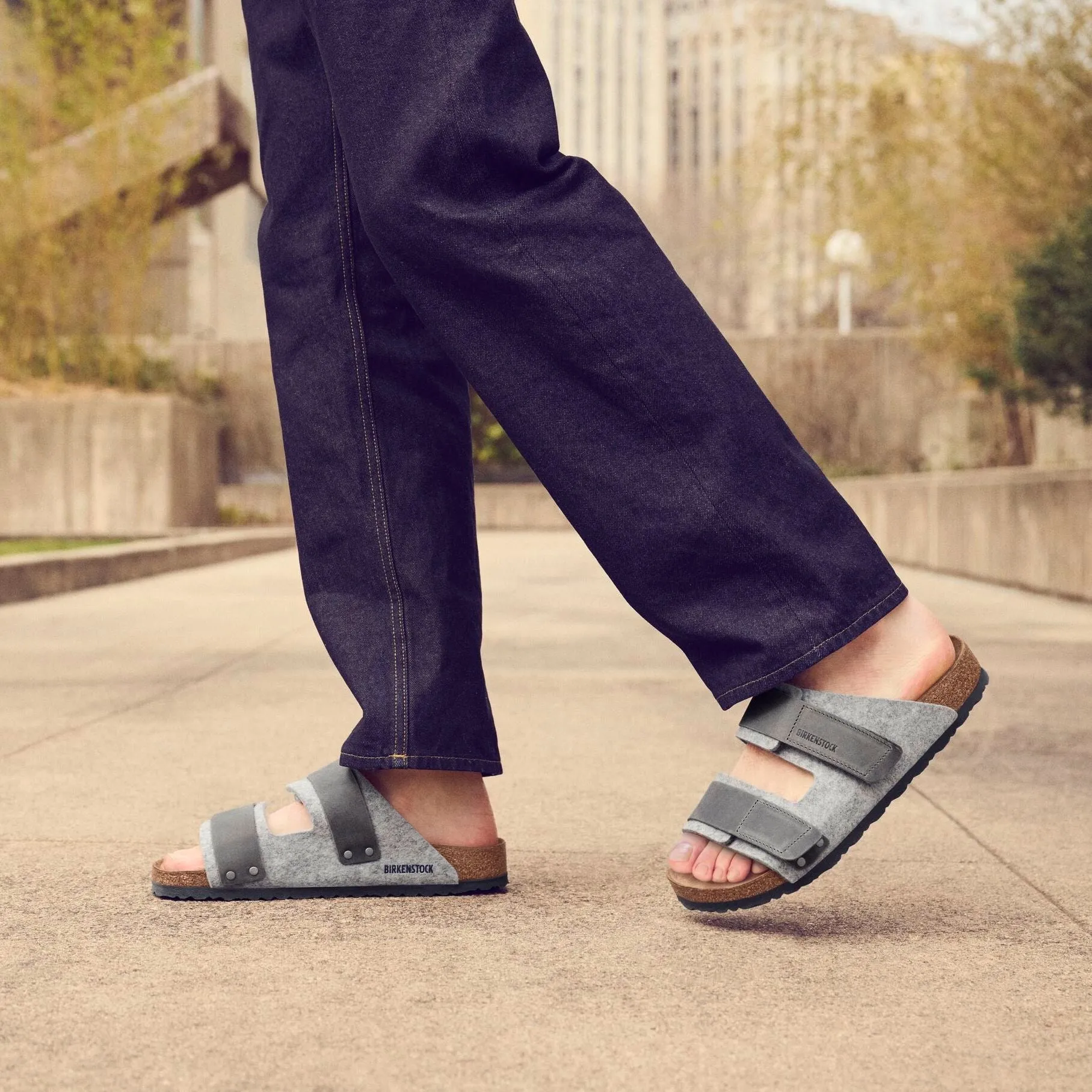 Birkenstock Uji light gray wool/iron oiled leather