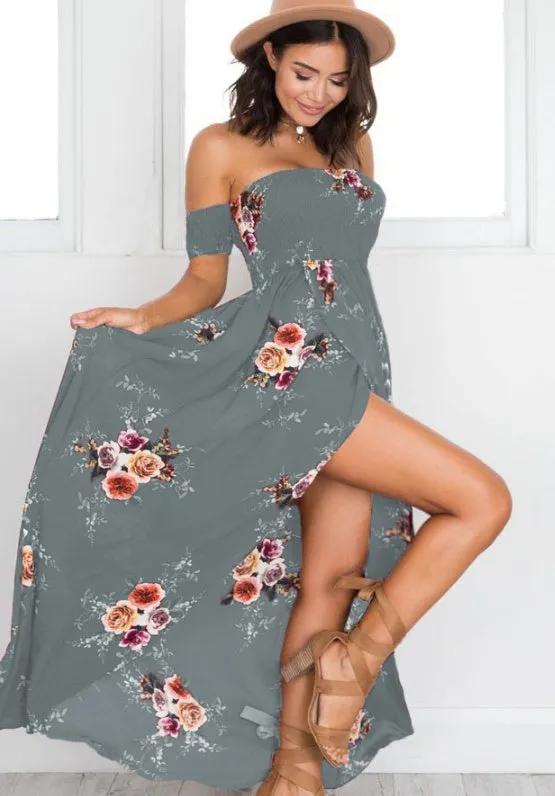 Boho Off-Shoulder Maxi Dress